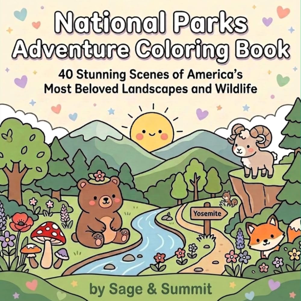 National Parks Adventure Coloring Book for Nature Lovers: 40 Stunning Scenes of America's Most Beloved Landscapes and Wildlife