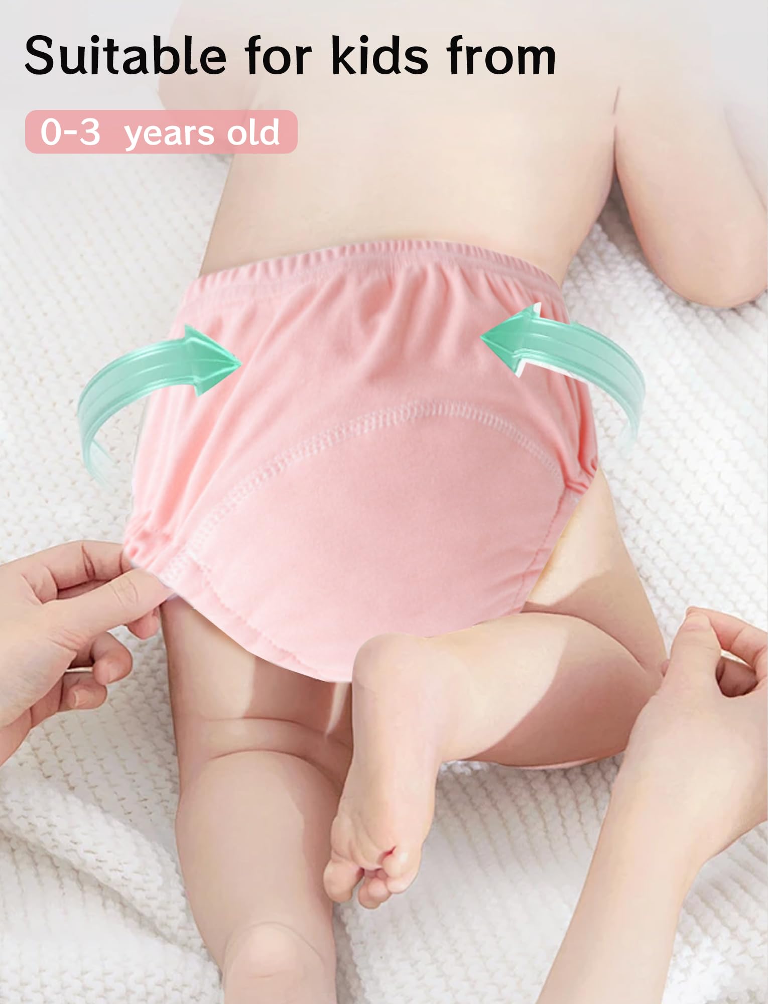 Set di 3 mutandine in cotone per neonata e ragazzo, Bloomers, in vita elasticizzata leggera, copri pannolino morbido e confortevole, 0-3 anni