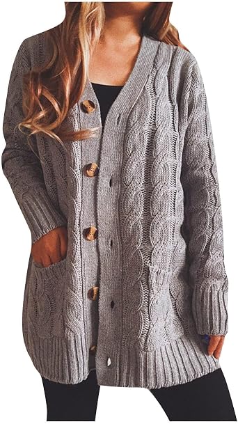 Cardigan Sweaters for Women Oversized Open Front Cable Knit Chunky Outwear Long Sleeve Loose Fall Sweater Coats