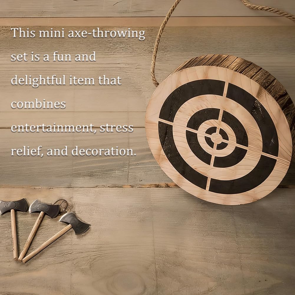 Axe Throwing Wooden Target, Dart Board, with 3 Small Axes, Wooden Pendant Dart Board, Indoor&Outdoor Target Game, All Decor Handcrafted Home Ornament Bedroom, Aldult, Dad Men Fathers Day