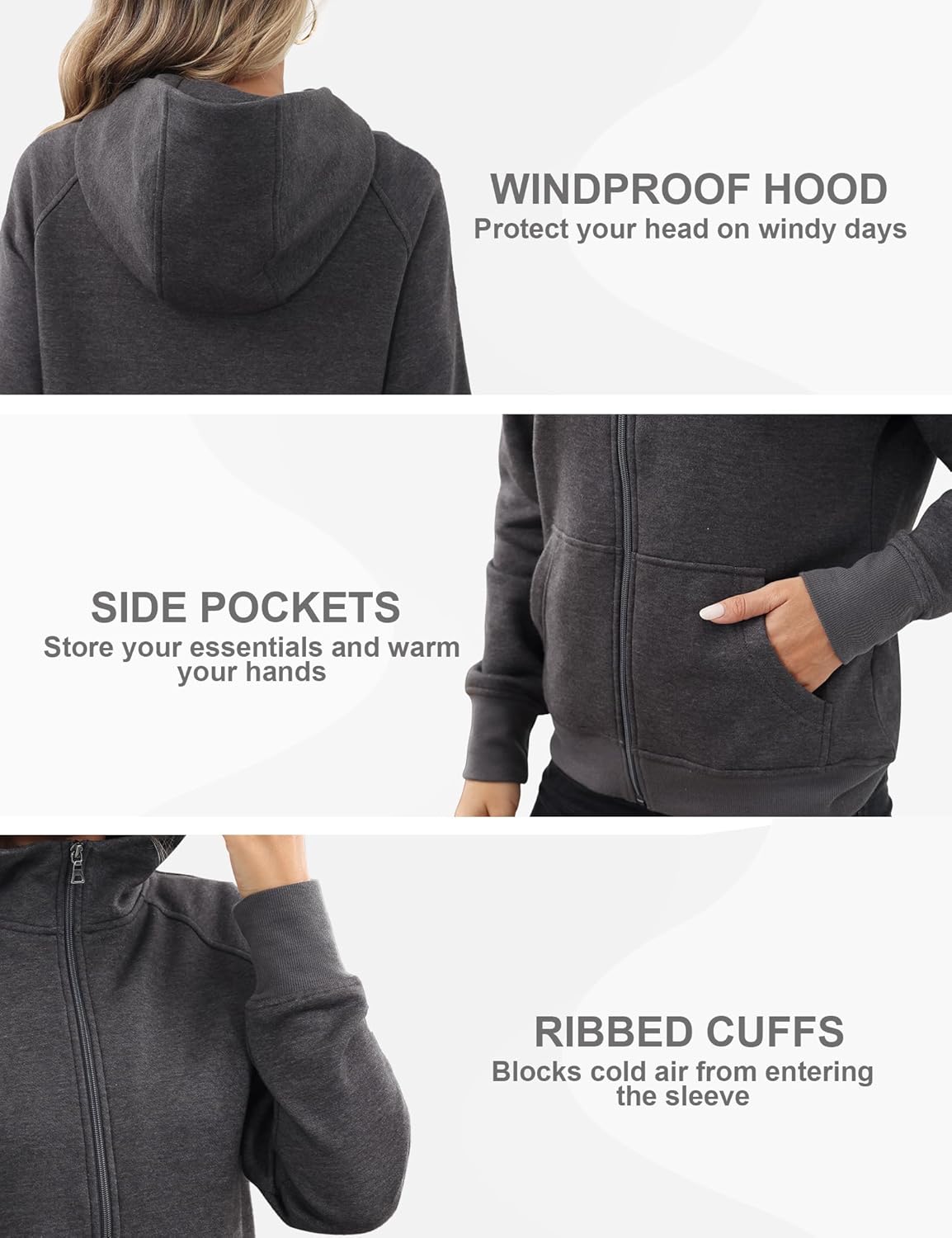 ANOTHER CHOICE Womens Zip Up Fleece Jackets Trendy Hoodie Sweatshirt with Pockets - Image 6