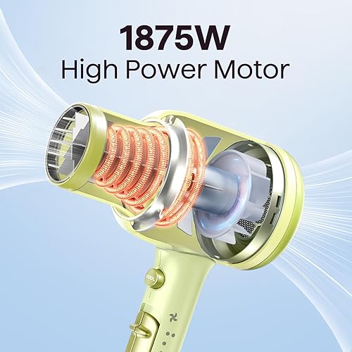 Miniatura 10 de Wavytalk Secador de pelo con difusor y concentrador, secador profesional de iones negativos de 1875 W, secado rápido, ligero y silencioso, con