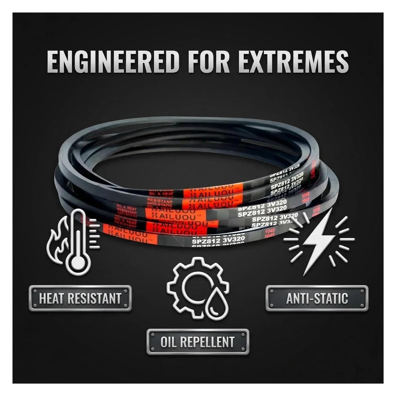 1/2/5pc Drive Belt | SPZ 1850~2020LW Rubber V Belt 9.7x8mm(SPZ 2020LW,1pcs-HAILUOU)