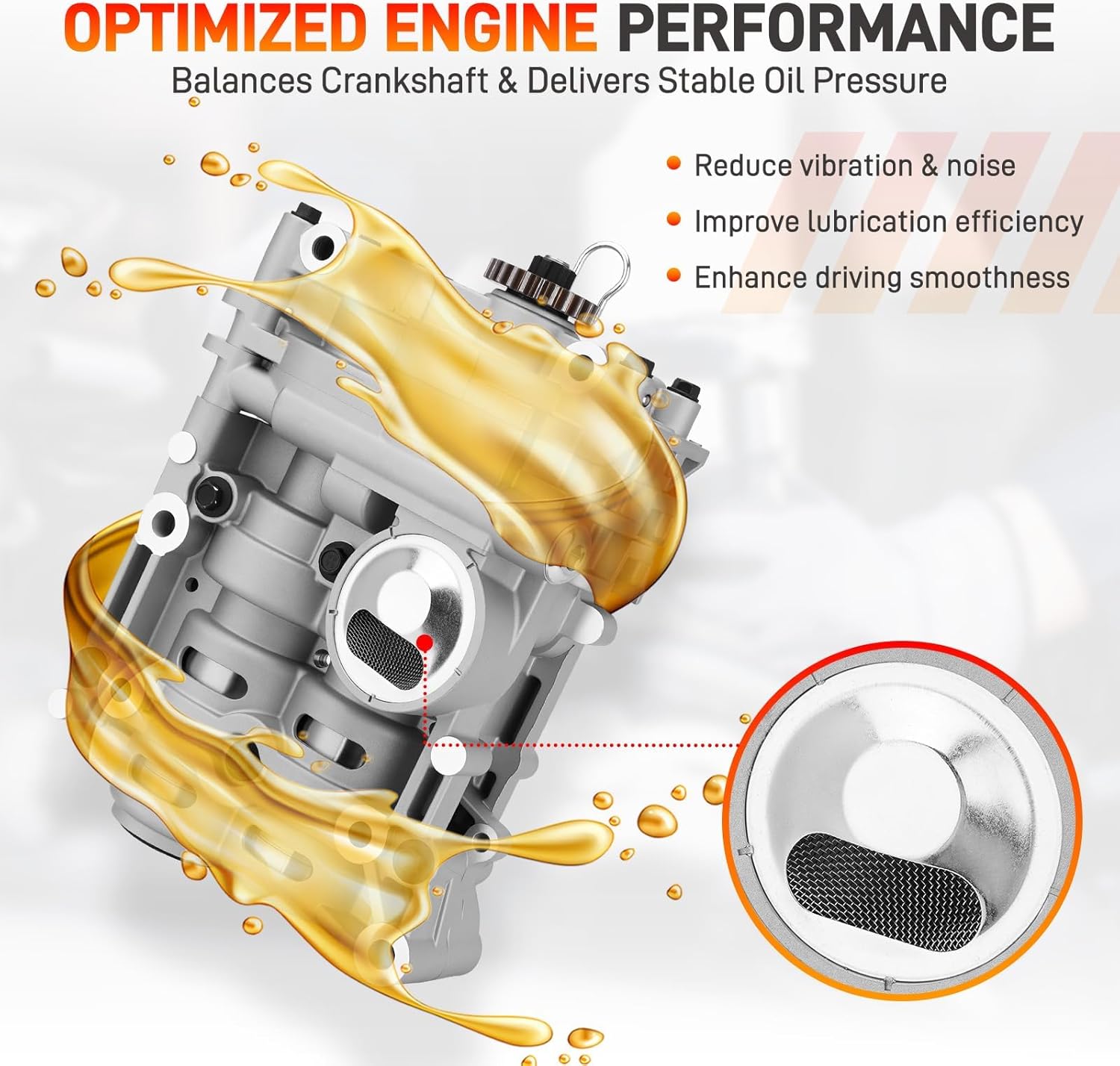 233002G520 Engine Oil Pump Balance Shaft Assembly Compatible with Hyundai Sonata 2009-2015, Azera 2011-2014, Kia Optima 2009-2015, Sorento 2012-2015, 2.0L 2.4L, Replace# 23300-2G520 23300-2G510