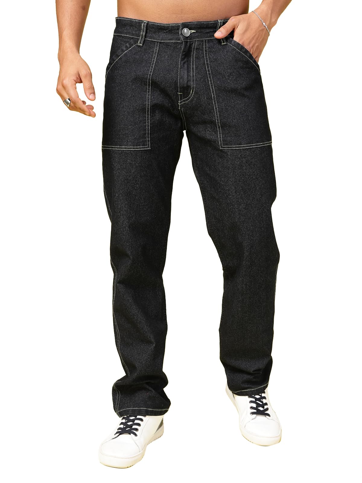 rigo Cotton Denim Jeans for Men | Solid Jeans for Men | Stretchable, Slim FIt & Straight Fit Jeans for Men-picture-40