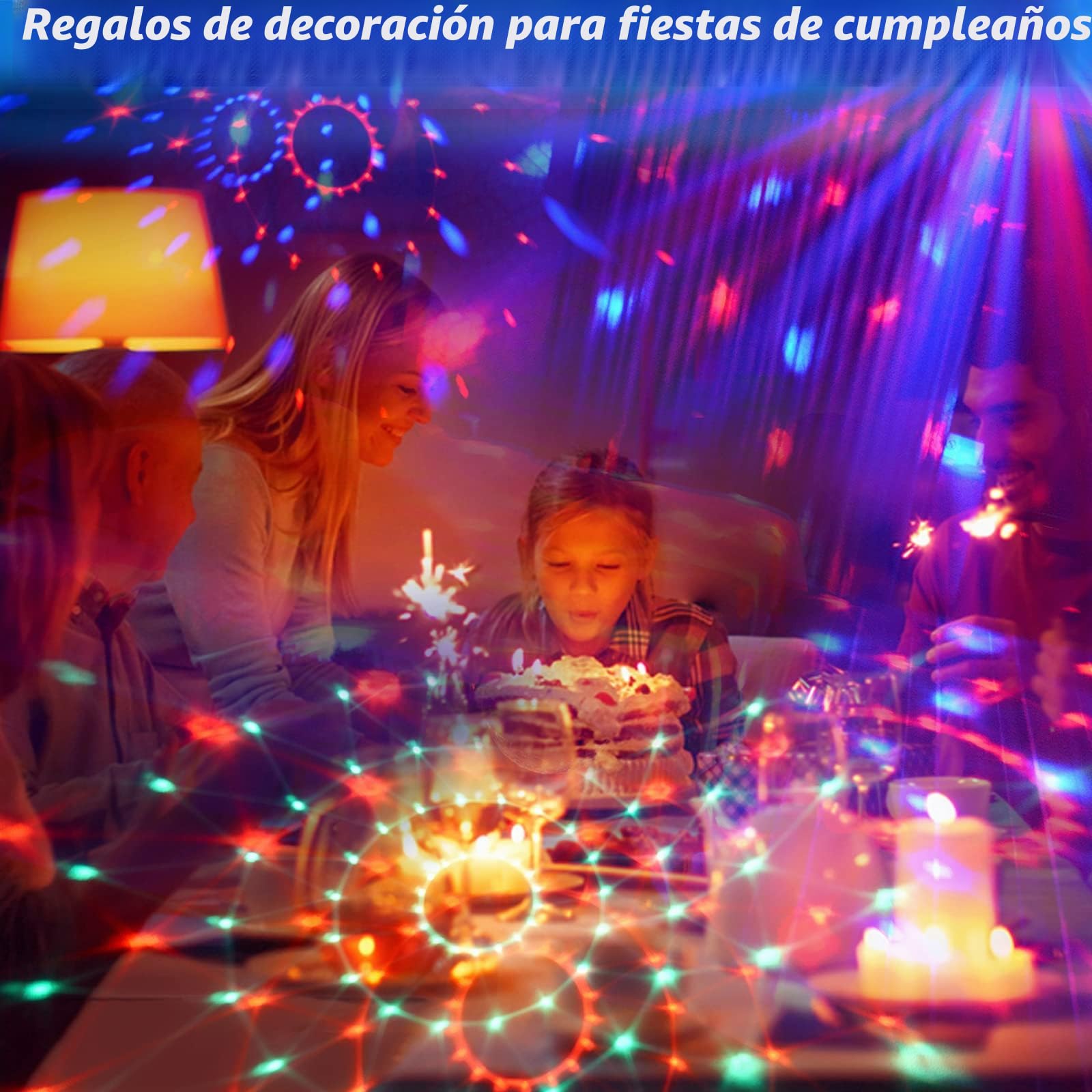 Paquete de 2 luces de bola de discoteca para fiesta, luces LED de discoteca, mini colores, luces de escenario activadas por sonido, luz estroboscópica de Halloween, Navidad, club, espectáculo