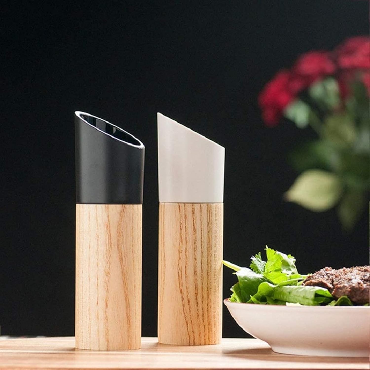 Salt and Pepper Grinder Set, Pepper Grinders,Salt Mill with Adjustable Ceramic Rotor- 6 inches