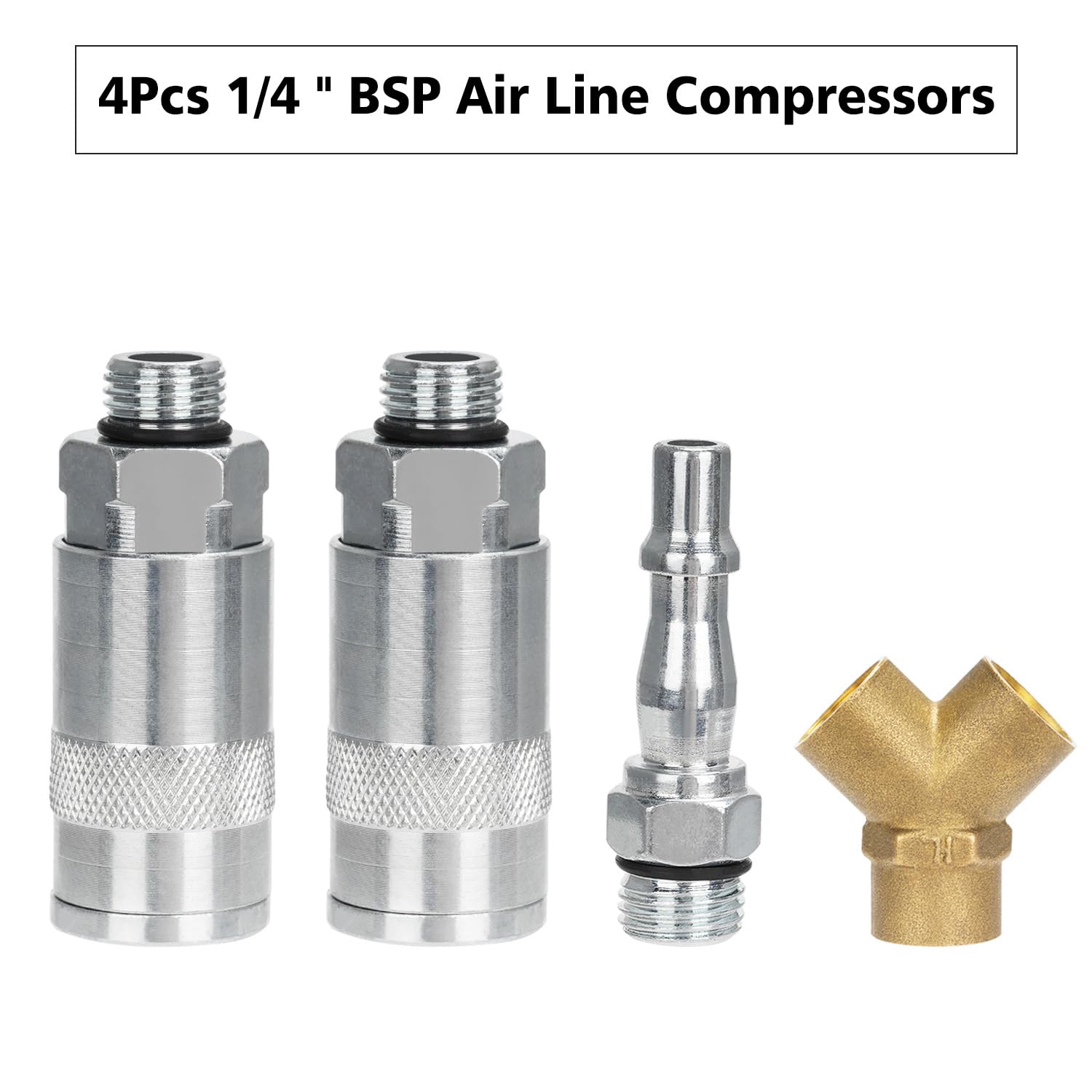 Noosverl 1/4" BSP Airline Hose Connectors 3 Way Quick Release Connectors Y Splitter Airline Coupling 1/4" BSP Air Line Fittings Male/Female Thread Quick Release Coupler for Air Lines Compressors - Image 2