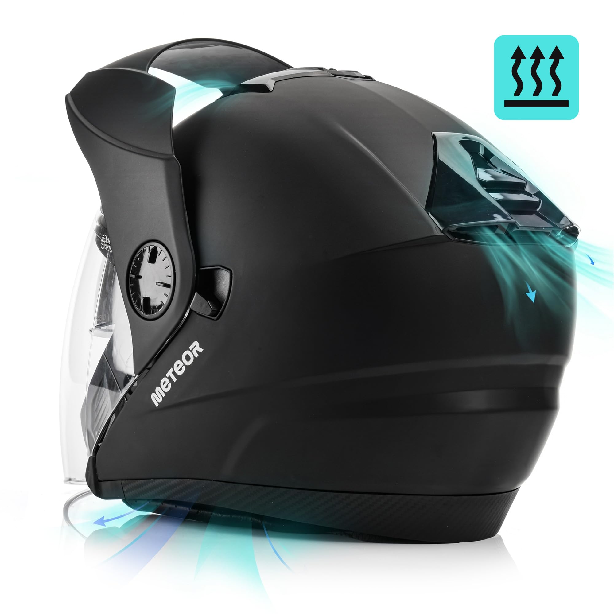 meteor Casco Moto Jet homologado ECE 22.06 con Parasol Hombre Mujer | Hekato casco jet moto hombre mujer con doble pantalla y parasol - homologado ECE 22.06 - ligero - tallas M L XL