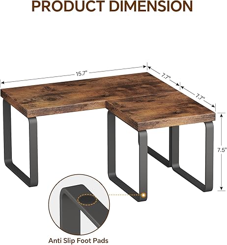 Miniatura 3 de Homeiju Estante organizador de escritorio de madera, estante de escritorio independiente ajustable de 2 niveles, organizador de escritorio apilable