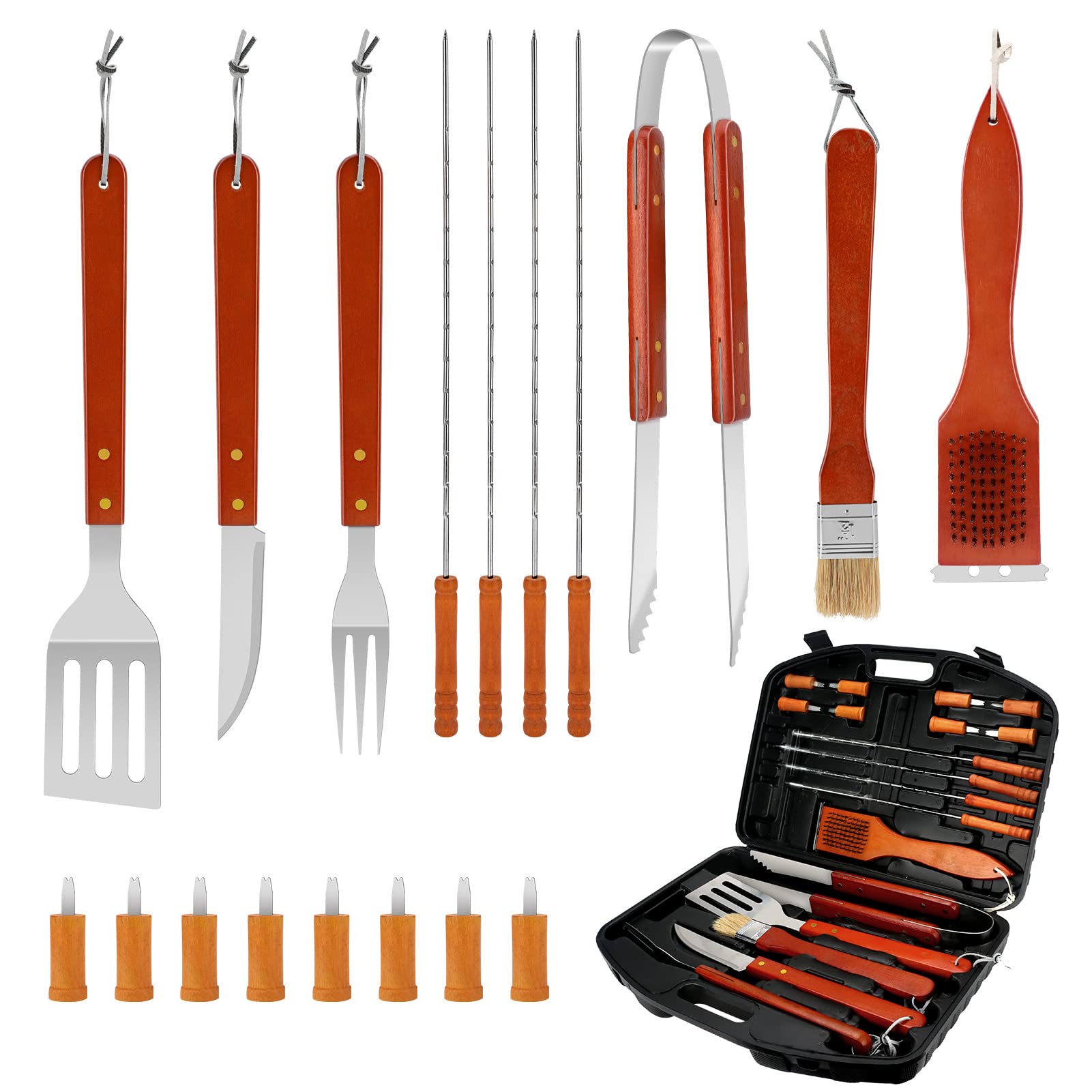 Yideng BBQ Tools Set, 18 Pcs BBQ Accessories Set with Storage Case Stainless Steel Barbecue Utensil with Heat Resistant Handle Outdoor BBQ Utensil Set BBQ Gifts for Men on Father's Day, Birthday