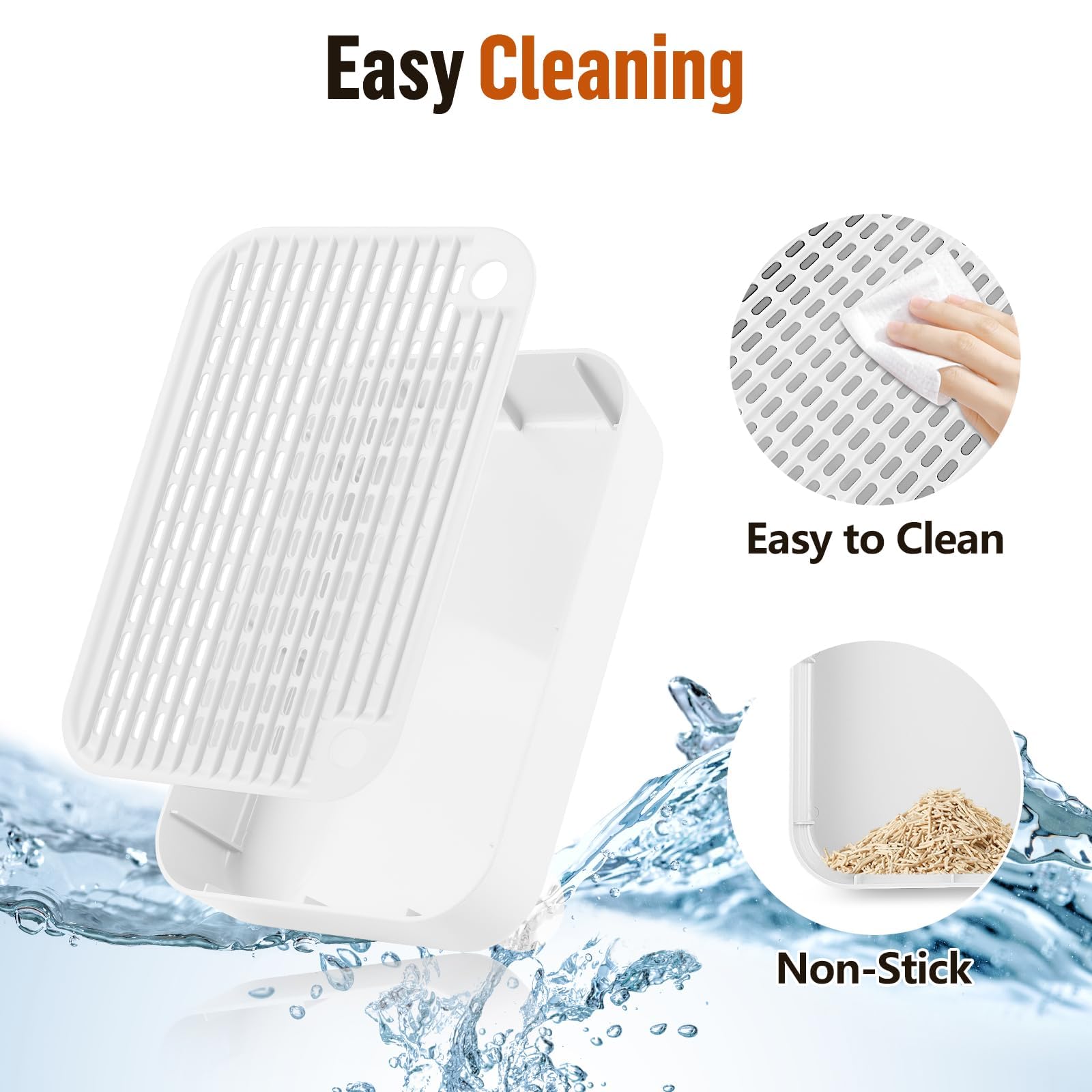 Kalolary Rampe de litière pour Chat avec Couche filtrante - Marches antidérapantes pour litière - Idéal pour Les Chats de Petite et Moyenne Taille (Blanc Plat)