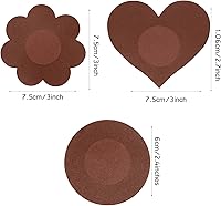Vista 4 de SATINIOR Cubiertas para pezones desechables con adhesivo redondo de pétalos de corazón (v) (marrón, 30), mediano, Marrón