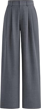 PRETTYGARDEN Women's Summer Elastic High Waisted Work Pants Straight Leg Dressy Business Casual Trousers Slacks Pockets