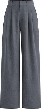 PRETTYGARDEN Women's Summer Elastic High Waisted Work Pants Straight Leg Dressy Business Casual Trousers Slacks Pockets