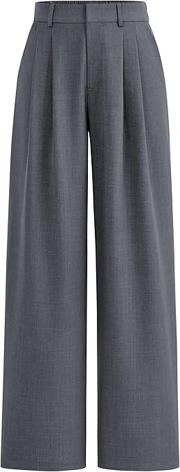 PRETTYGARDEN Women's Summer Elastic High Waisted Work Pants Straight Leg Dressy Business Casual Trousers Slacks Pockets