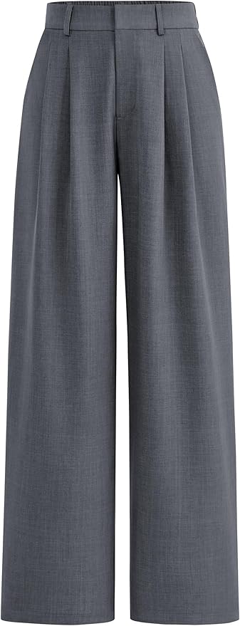 PRETTYGARDEN Women's Summer Elastic High Waisted Work Pants Straight Leg Dressy Business Casual Trousers Slacks Pockets