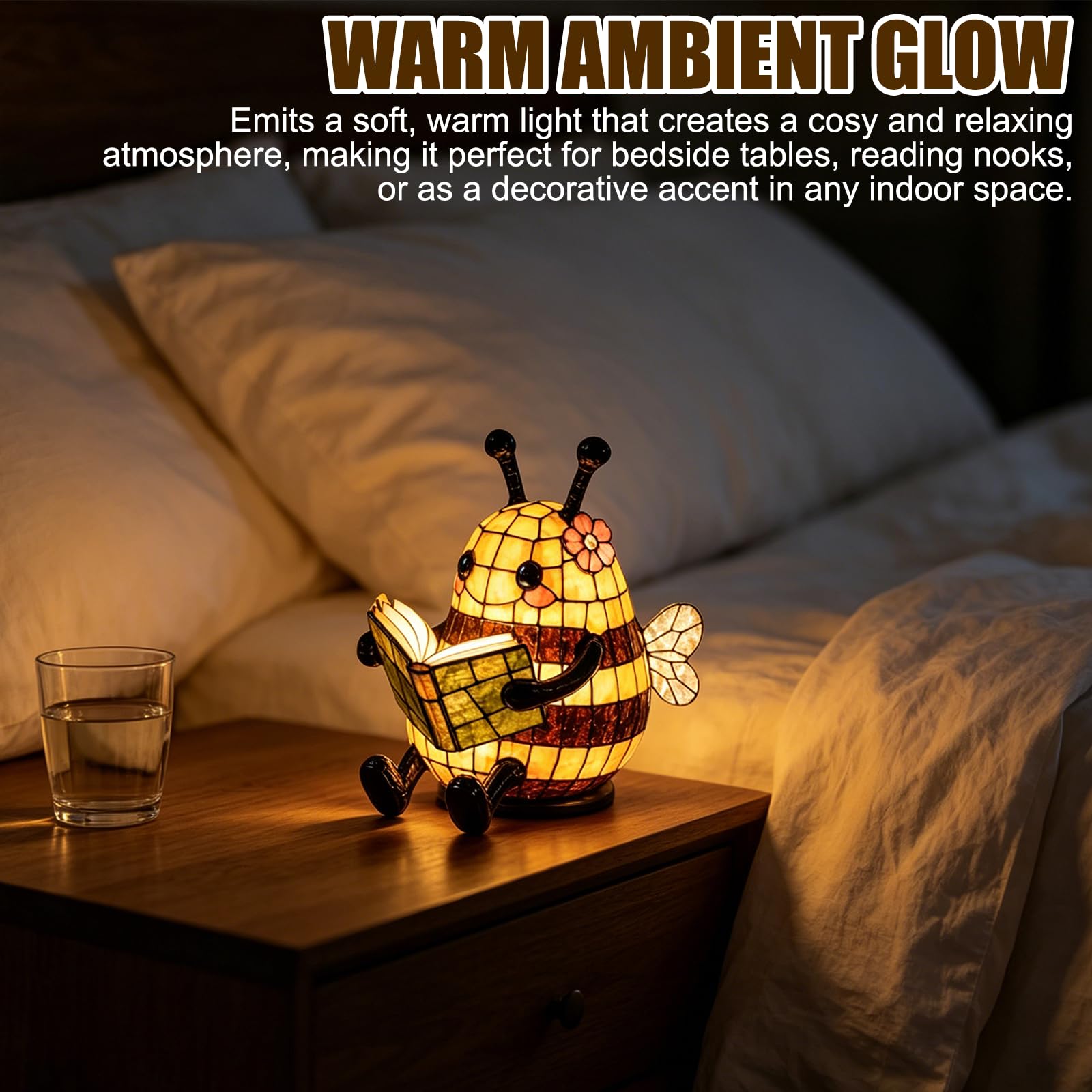 Bee Reading Book Lamp,Bienen-Nachtlicht, 2026 Bienen Leselampe Niedliche 3D Tier Nachtlampe für Leser Und Buchliebhaber (3 STK)