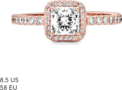 Miniatura 7 de Pandora Anillo cuadrado de la joyería de la chispa del halo cúbico de la circona