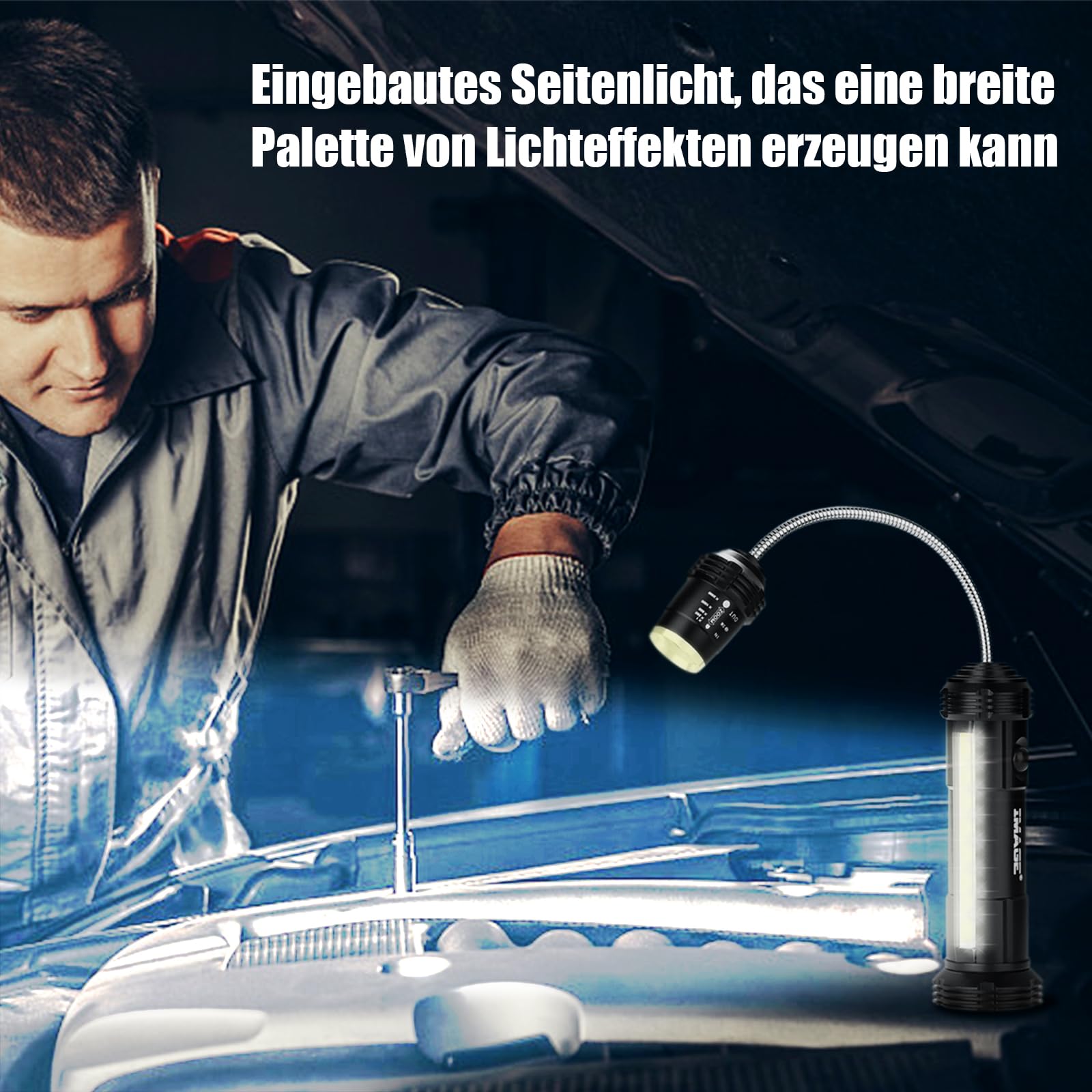 IMAGE Grill Licht 2 Stück magnetische Grilllampe mit Seitenleuchte Grillleuchte batteriebetrieben 360° drehbare LED Beleuchtung für BBQ Picknick Outdoor, Geschenke für Männer Papa Ehemann Vatertag