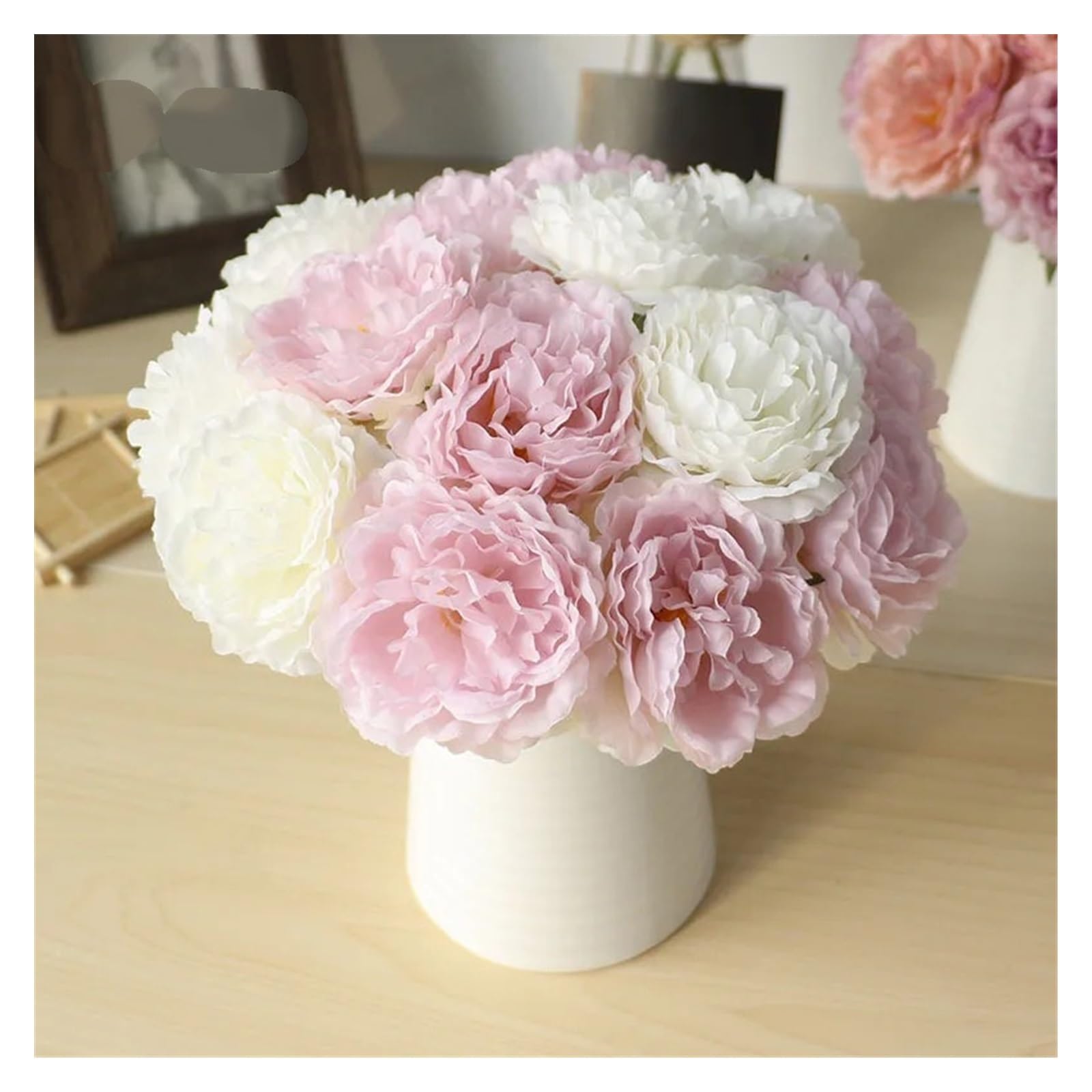 Fiori Artificiali Fiore di Simulazione Bouquet da Sposa Fiore di peonia di Seta Fiore Finto di Seta Artificiale Fatto a Mano Decorazione di Nozze 5 Palline di peonia Artificiale Falso(Pink)