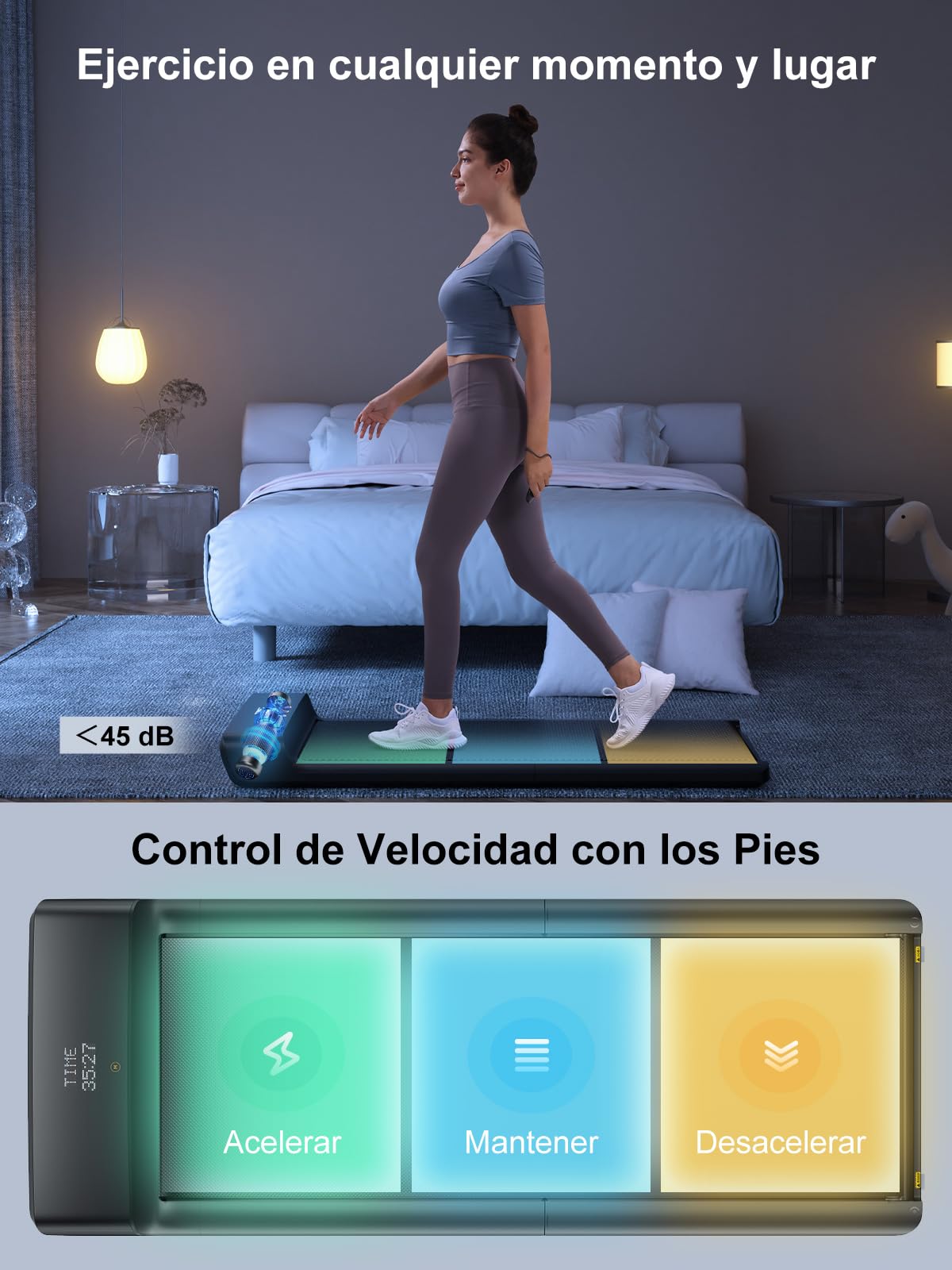 WalkingPad A1 Plus(A1 Pro) Cinta de Correr Plegable, Cinta de Andar 0.5-6 km/h con Control Remoto y App, Walking Pad Compacta para Casa y Oficina, Peso Máximo 136 kg
