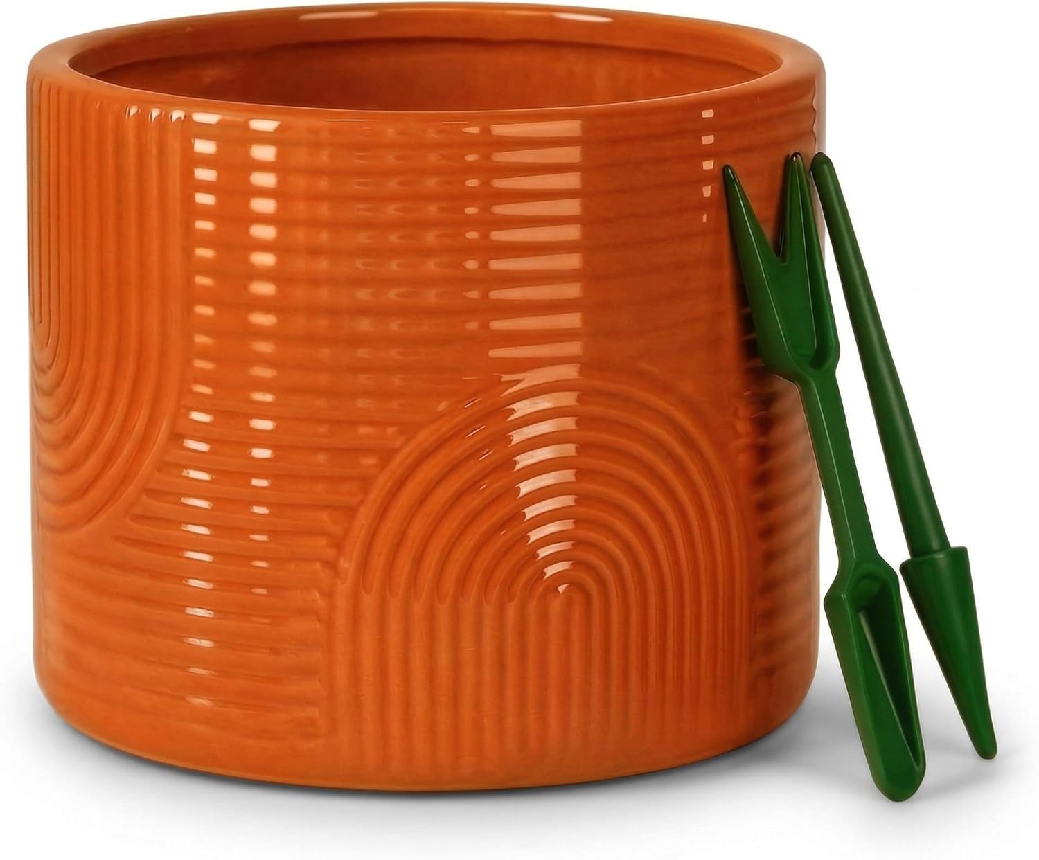 6 Inch Ceramic Plant Pot – Decorative Indoor Planter (No Drainage Hole) for Succulents, Herbs & Houseplants – Modern Tabletop Desk Planter – Terracotta