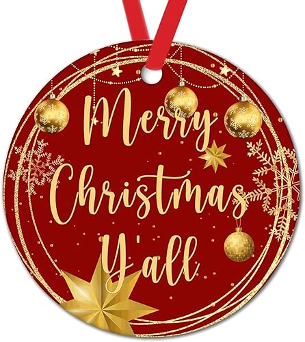Miniatura 63 de Tree Decoration Ornaments Merry Christmas Y'all Ceramic Ornament Xmas Keepsake Gold Snowflake Ball Wreath Christmas Decor Welcome Winter Xmas