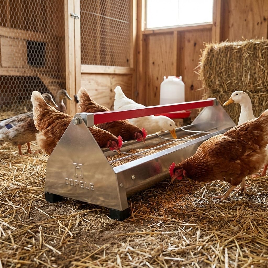 Suinga Comedero gallinas Chapa galvanizada | 122x19x19,5 cm | Resistente a la corrosión | Uso Exterior | Fácil Limpieza