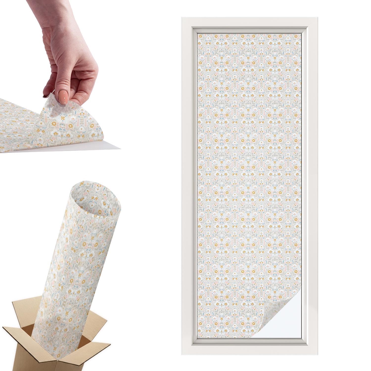Film pour vitre intimité 50x146 cm adhésif vitrail PVC anti-UV pour maison