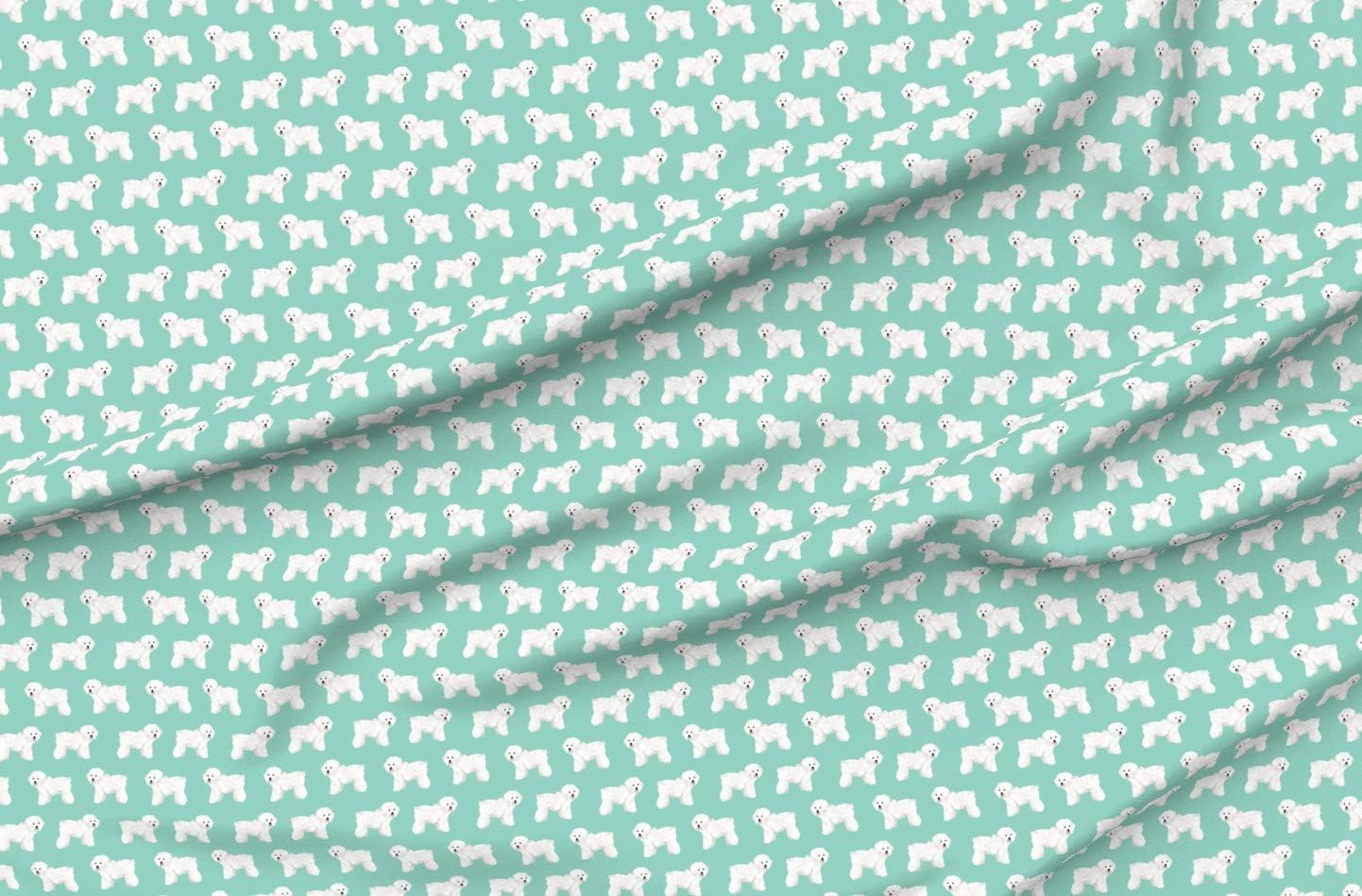 Spoonflower Fabric - Dog Print Mint Cute Breed Dogs Printed on Organic Cotton Sateen Fabric by The Yard - Sewing Quilting Apparel Home Decor