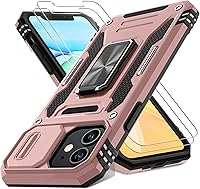 Vista 26 de DEERLAMN Funda para iPhone Air de 6.5 pulgadas con cubierta deslizante para cámara + protector de pantalla (2 paquetes), soporte de anillo giratorio