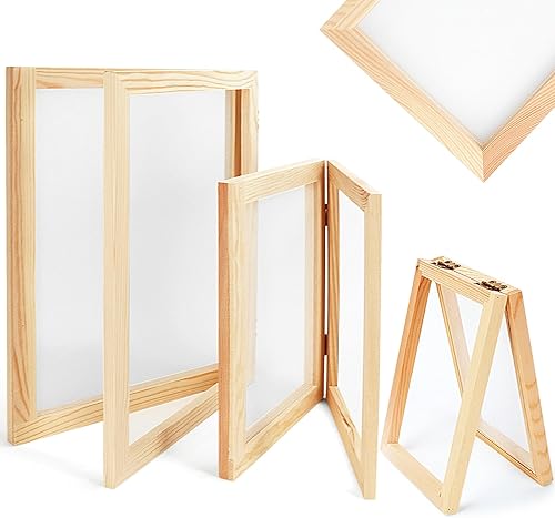 Miniatura 1 de 3 marcos de madera para fabricación de papel, molde de pantalla de manualidades de papel de bricolaje en 3 tamaños (5 x 7 pulgadas, 7.5 x 10