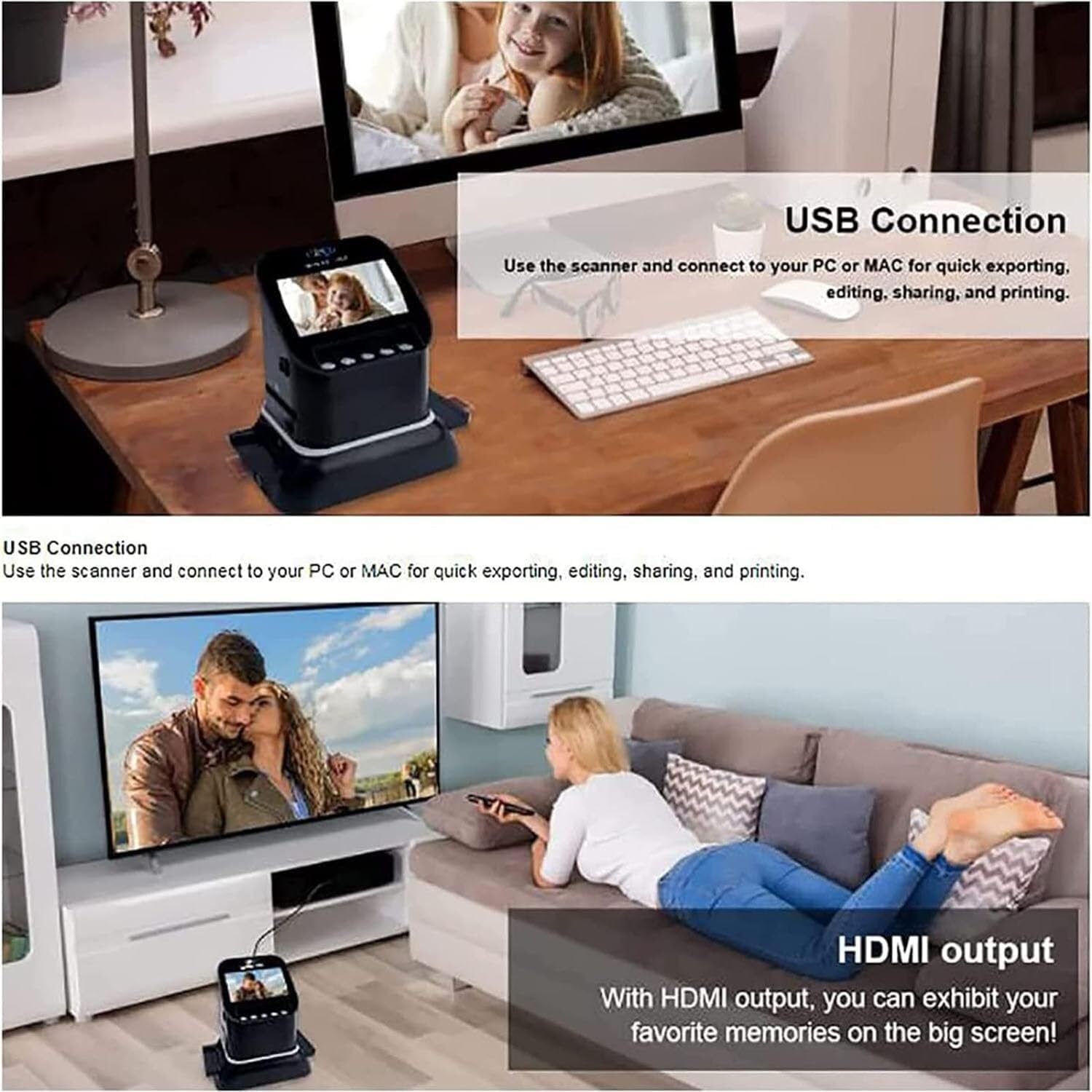 Digital Film Scanner, 120 high Resolution, Supports 5 Sizes of 120 Film, 1080P LCD Screen, converts 35mm, 135, 126, 127 Negatives and Slides to Digital JPEG