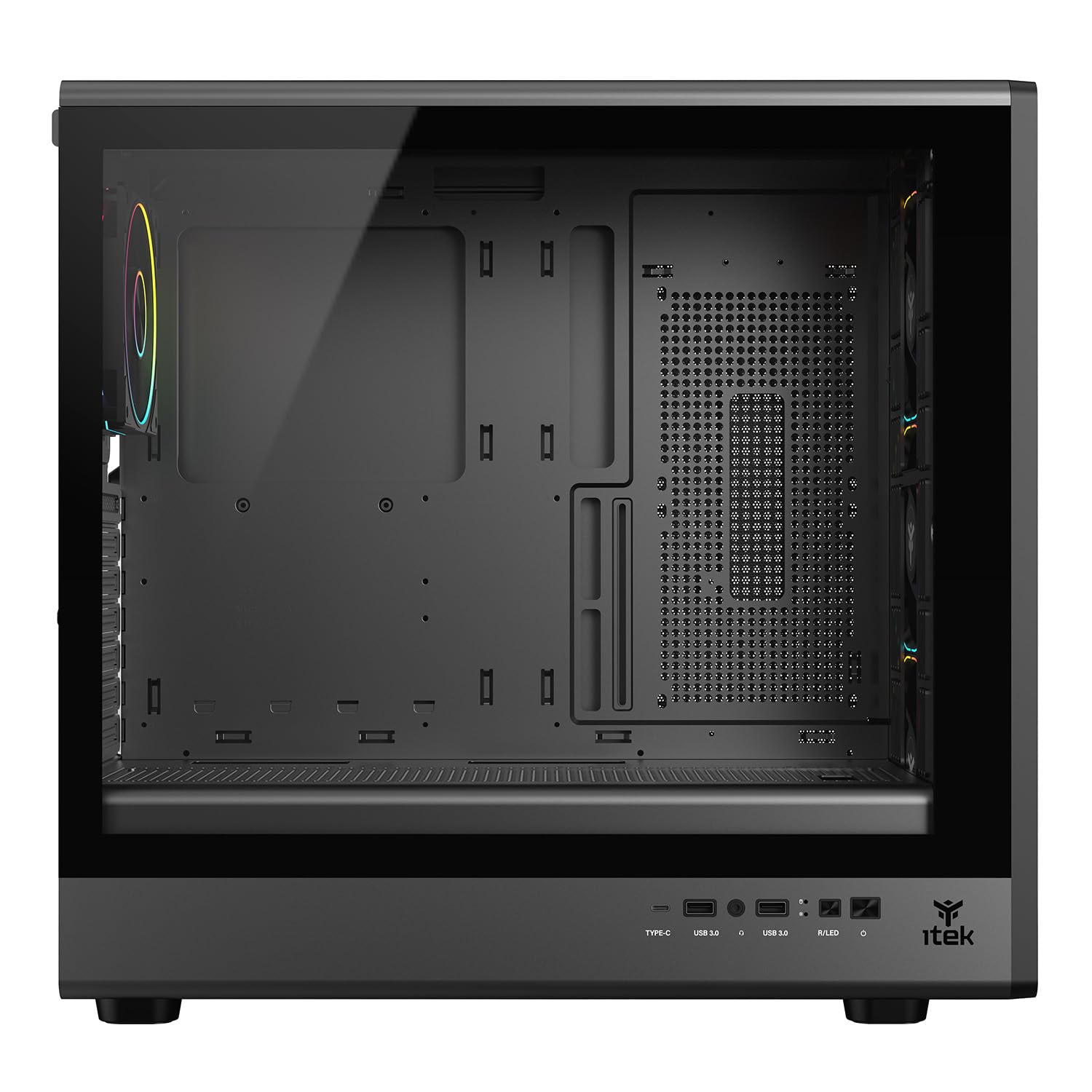 Itek Case Gaming MESHCORE 36B – Tower ATX con 4 Ventole ARGB 12 cm incluse, USB-C, 2x USB 3.0 e Pannello Laterale in Vetro Temperato