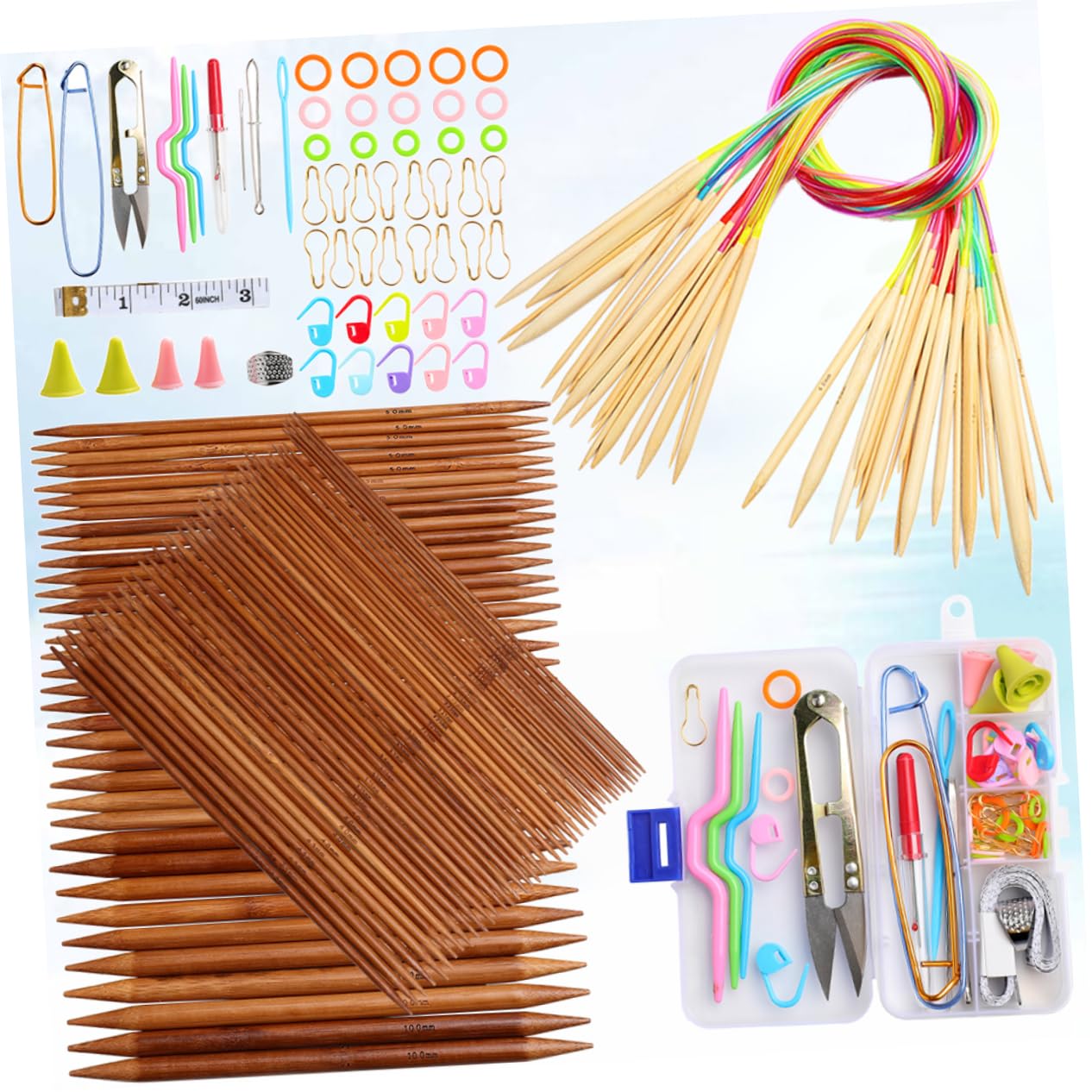 NUOBESTY 2 Ensembles Aiguille à tricoter kit de broderie aiguilles à tricoter circulaires Couture kits de crochet kits de tricot knitting needles kit tricotin knitting kit outils de tricot