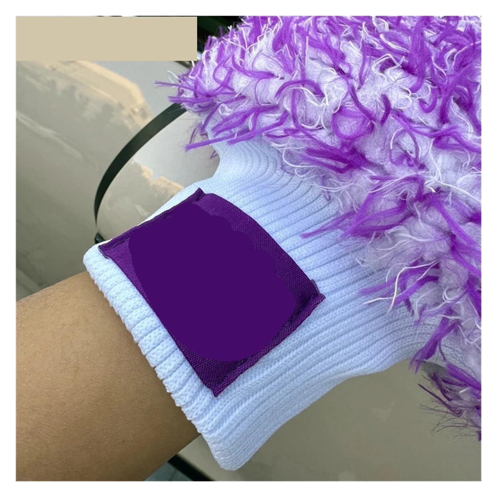 Genérico Guante de Microfibra púrpura, manopla Lavado Autos con Forro Interior Puntada Espuma súper absorbencia(10 Purple Mitt)