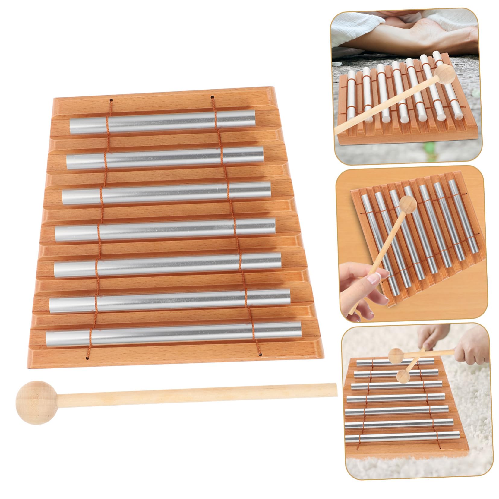 Beaupretty Set Campanelli a Percussione in Legno e Metallo 7 Toni per Ragazzo Ragazza, Strumento Musicale Educativo per Scuola e Casa, Gioco Didattico Coordinazione Mano-occhio, Regalo Feste