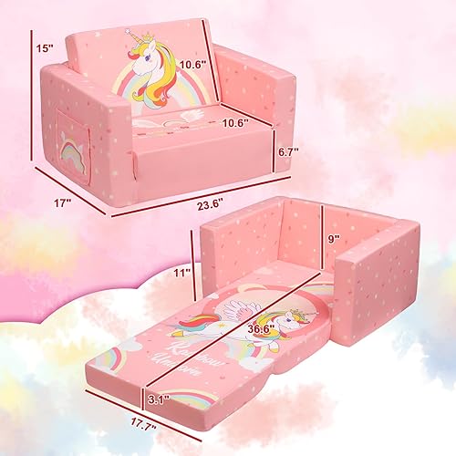 Miniatura 36 de ALIMORDEN Cómodo sofá 2 en 1 para niños, precioso sofá convertible para tumbona para cuentos/siesta, dinosaurios verdes geniales