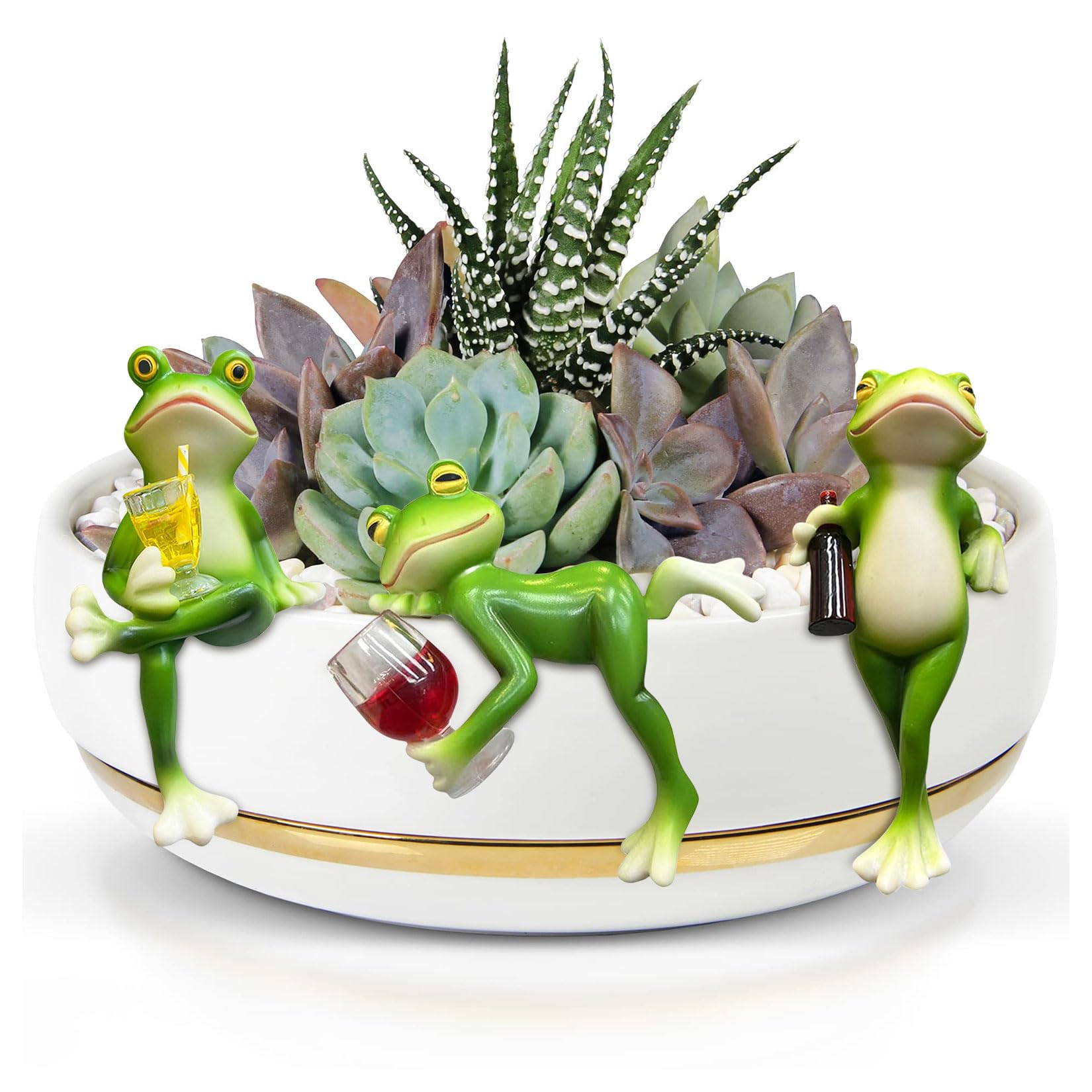 3 Stück Frosch Figuren Blumentopf Hänger - Garten Deko Für Teich & Balkon