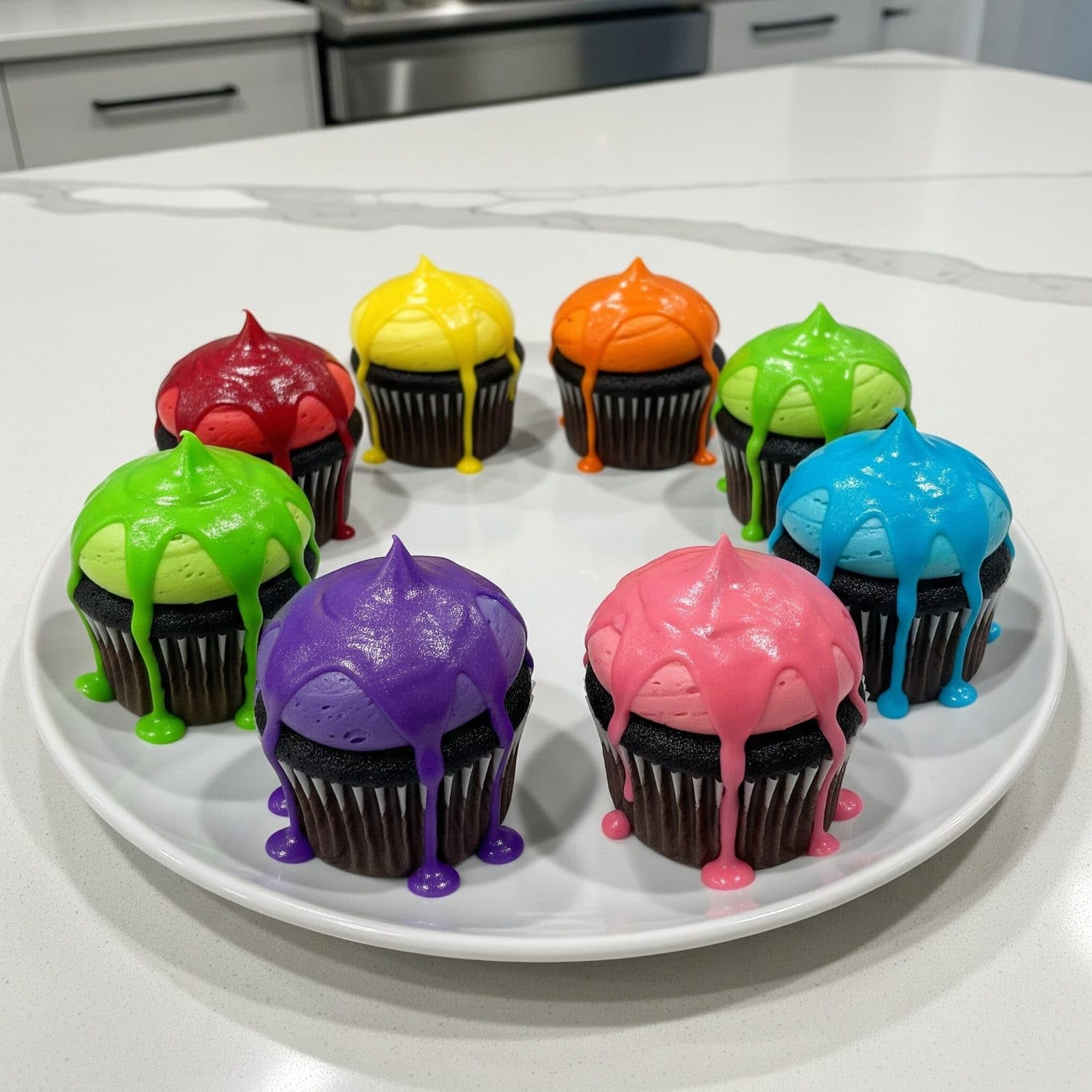 AOS Set | Cake Drip Candy & Fun 4er Set 4x 250g | Grün, Hellblau, Gelb, Lila | Vanille Geschmack | perfekt für Glasuren von Kuchen, Cupcakes, Kekse | wiederverschließbare Qutschflaschen
