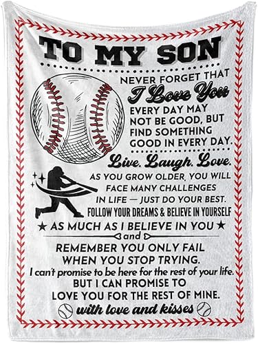 InnoBeta Manta de regalo de béisbol para niños, regalos para mi hijo de mamá y papá, manta para adolescentes fanáticos de los deportes, niños y
