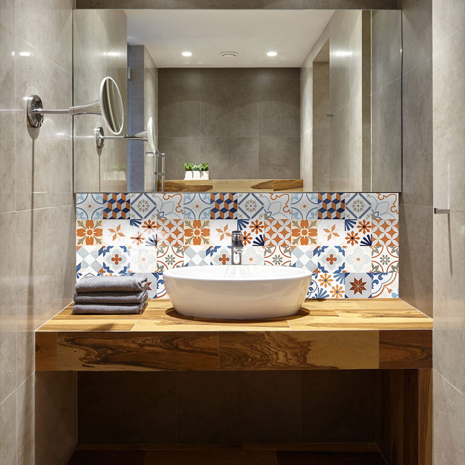 10 Fogli Piastrelle Adesive Autoadesive - Effetto Piastrelle Vere, Impermeabili, Per Cucina E Bagno (Tipo A)