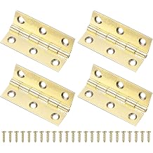 M METERXITY 4-Pack Small Door Hinges, 2in 51mm Brass Interior Door Folding Butt Mini Hinges with Screw for Wooden Box/Jewelry Box/Cabinet