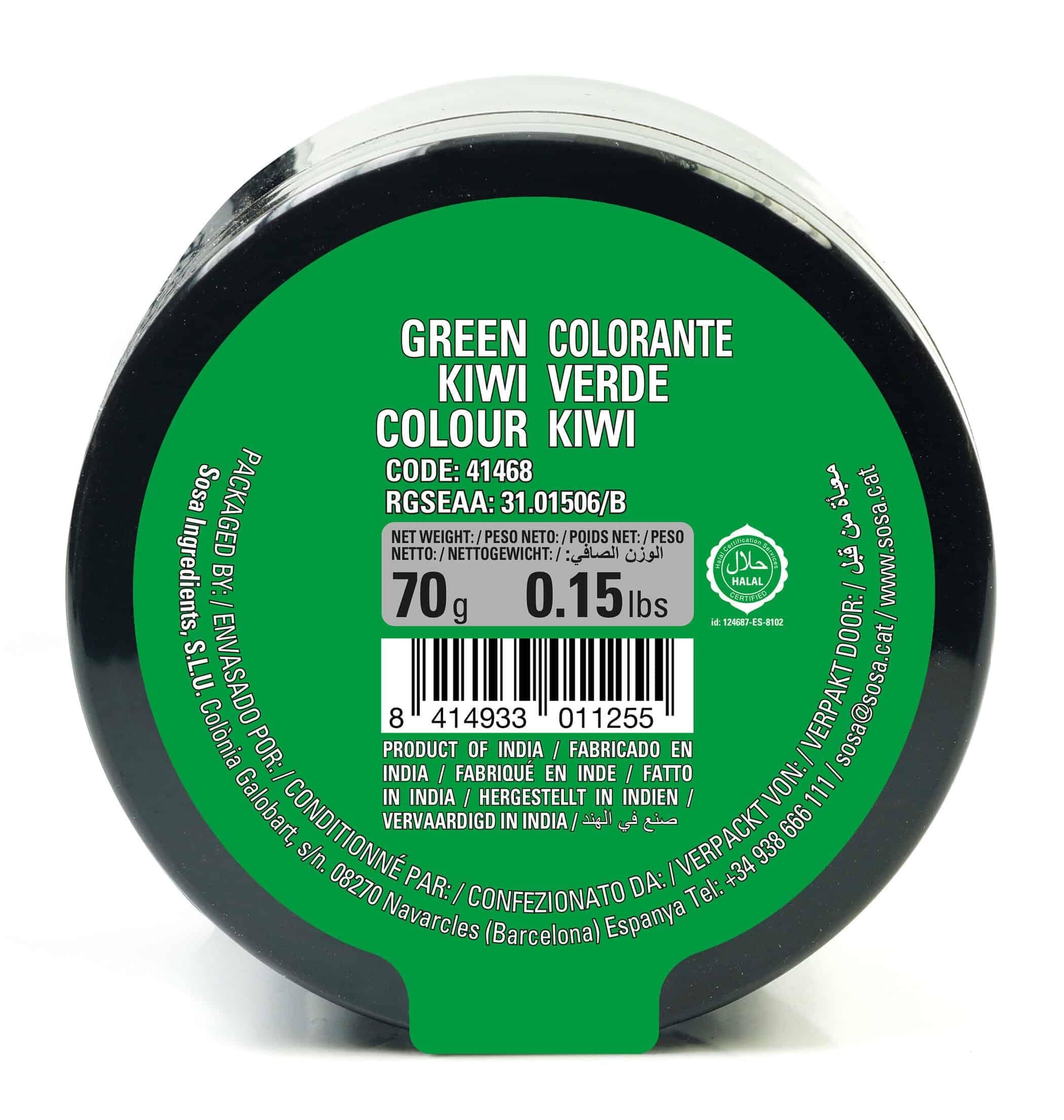 SOSA Colorante Verde kiwi en polvo Hidrosoluble Uso alimentario Tarro 70g