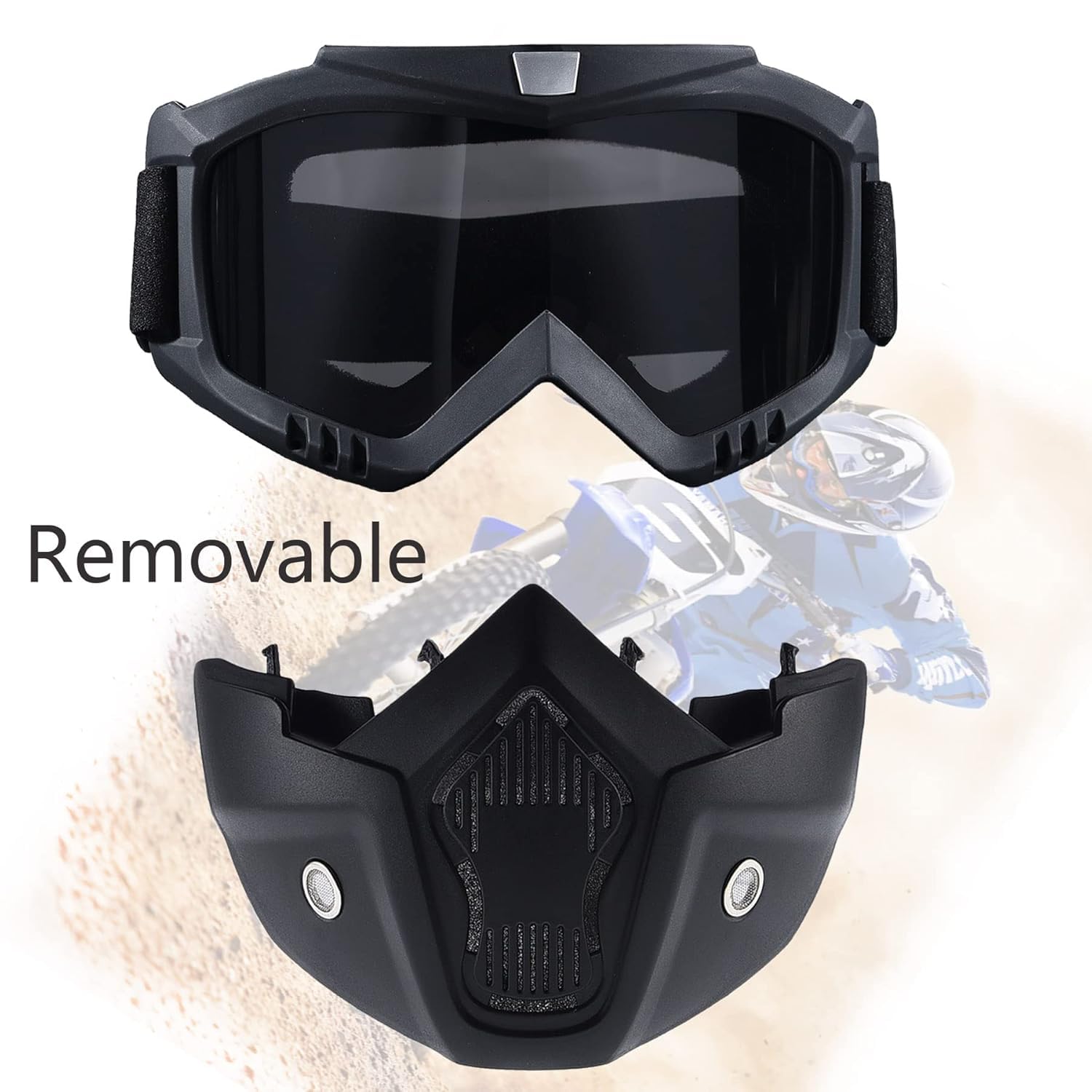 Paintball Mask Anti Fog, Full Face Tactical Mask Goggles Detachable for Motorcycle Cycling Skiing Halloween CS Game Cosplay (Black) 2
