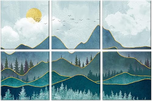 Paneles acústicos artísticos, paquete de 6 pinturas autoadhesivas de pared grandes para decoración de pared, paneles absorbentes de sonido para