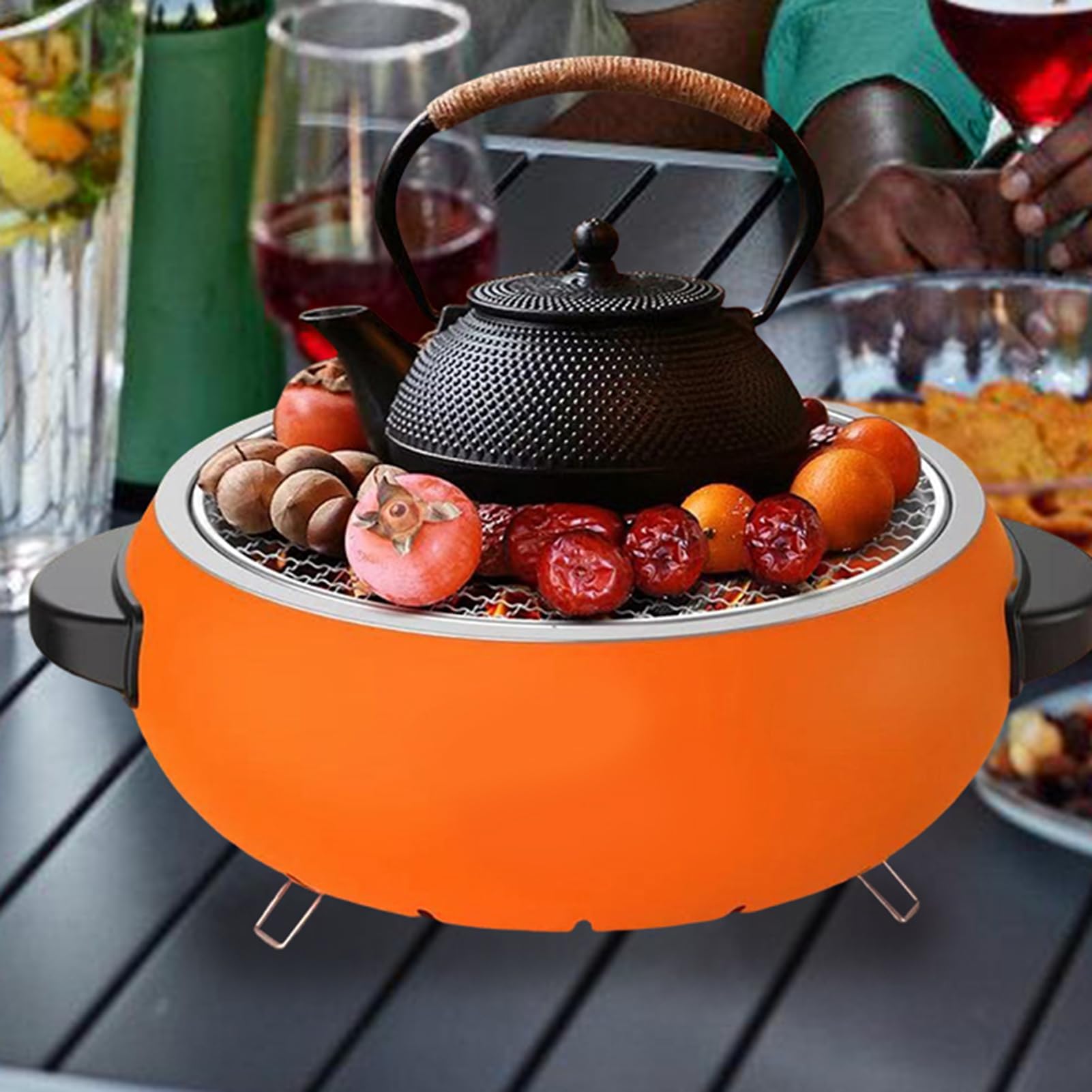 Przenośny grill na węgiel drzewny – odporny na wysokie temperatury sprzęt do grillowania na świeżym powietrzu, wędkowania, biwakowania, podwórka i patio - idealny na tylne spotkania i spotkania