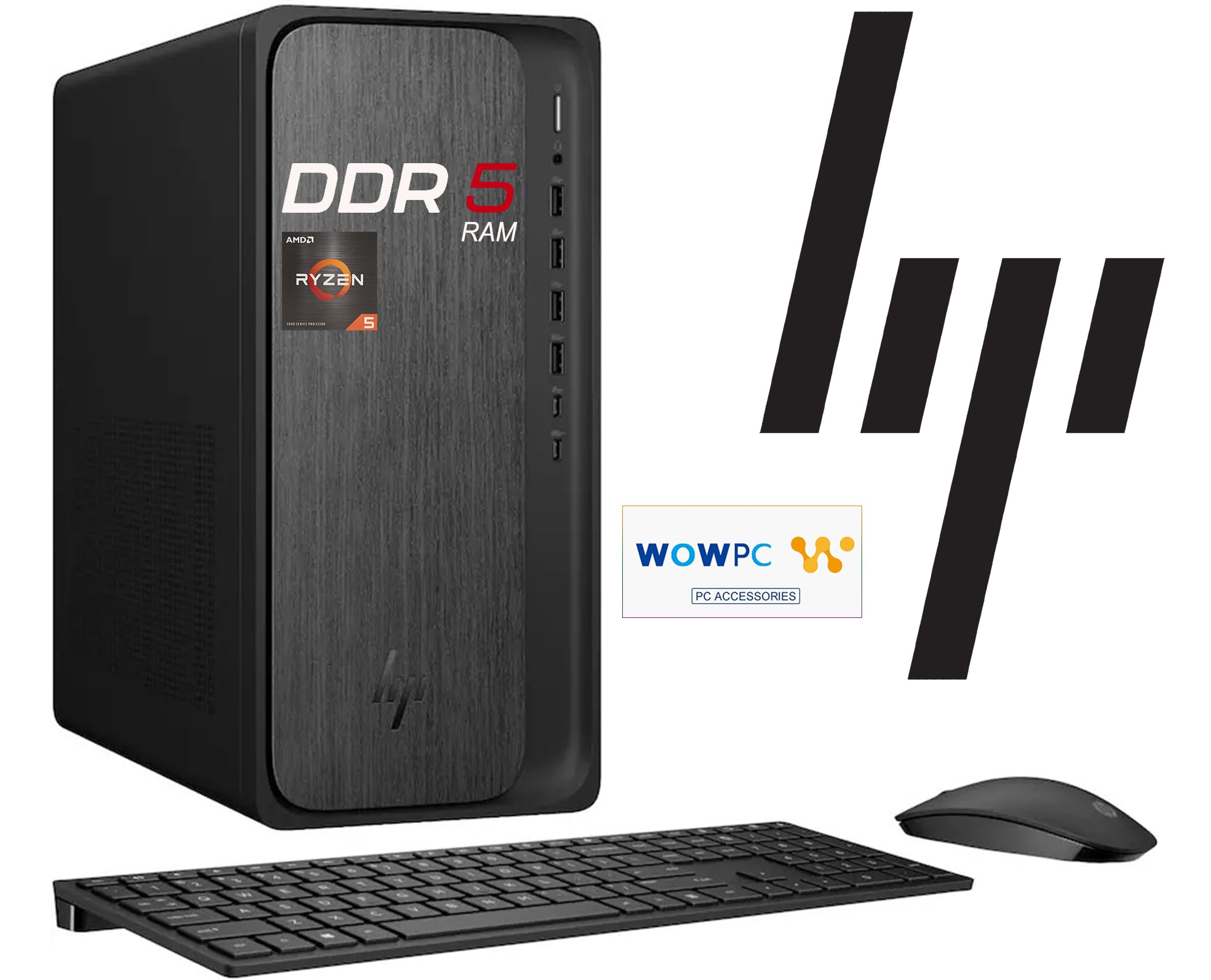 HP OmniDesk Computer w/Fast DDR5 RAM, AMD Ryzen5 Processor, 16GB RAM, 1TB Storage(512GB SSD On Board & 512GB External), Wi-Fi 6, Support 4K Display,