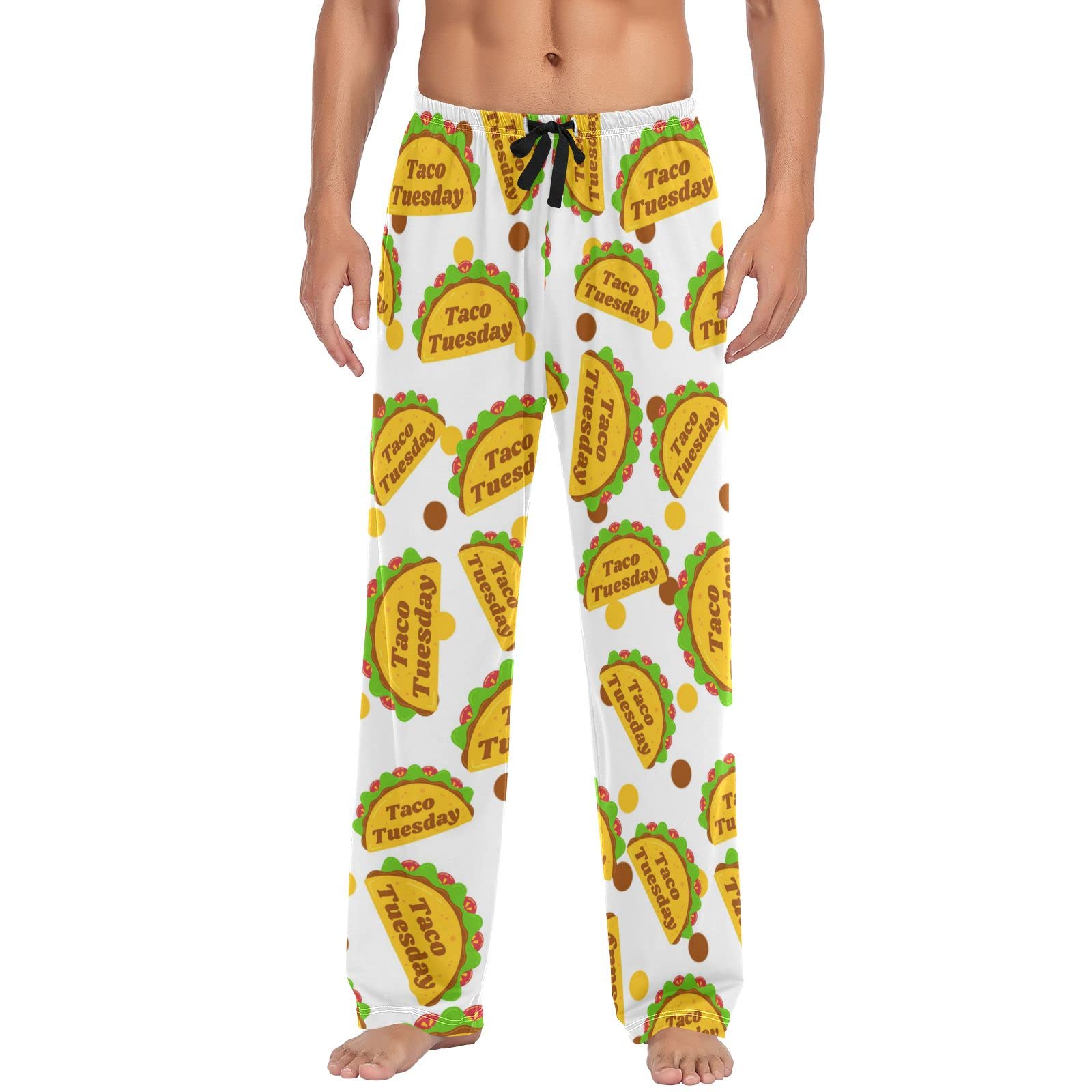 HURPAN Men's Drawstring Pajama Pant Straight-Fit Sleep Lounge PJ Bottoms with Pockets